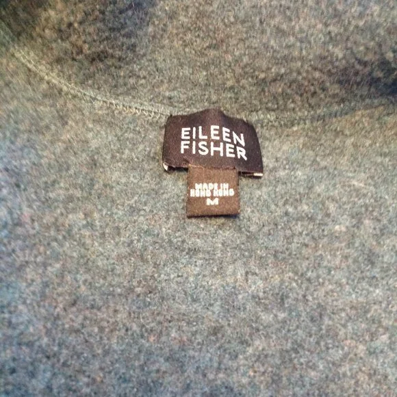 Eileen Fisher Boiled Wool Hi Neck Asymmetrical Cropped Blazer Jacket M - Picture 8 of 9